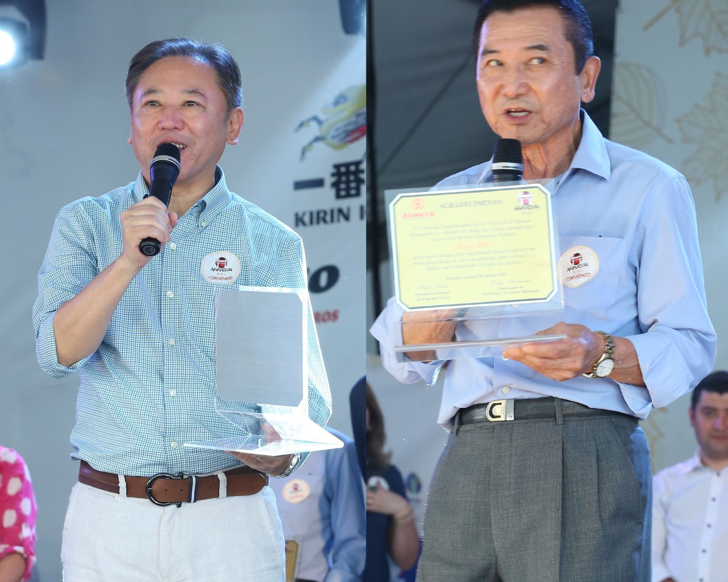 Img: Deputados Junji e Ihoshi são homenageados na abertura do Akimatsuri